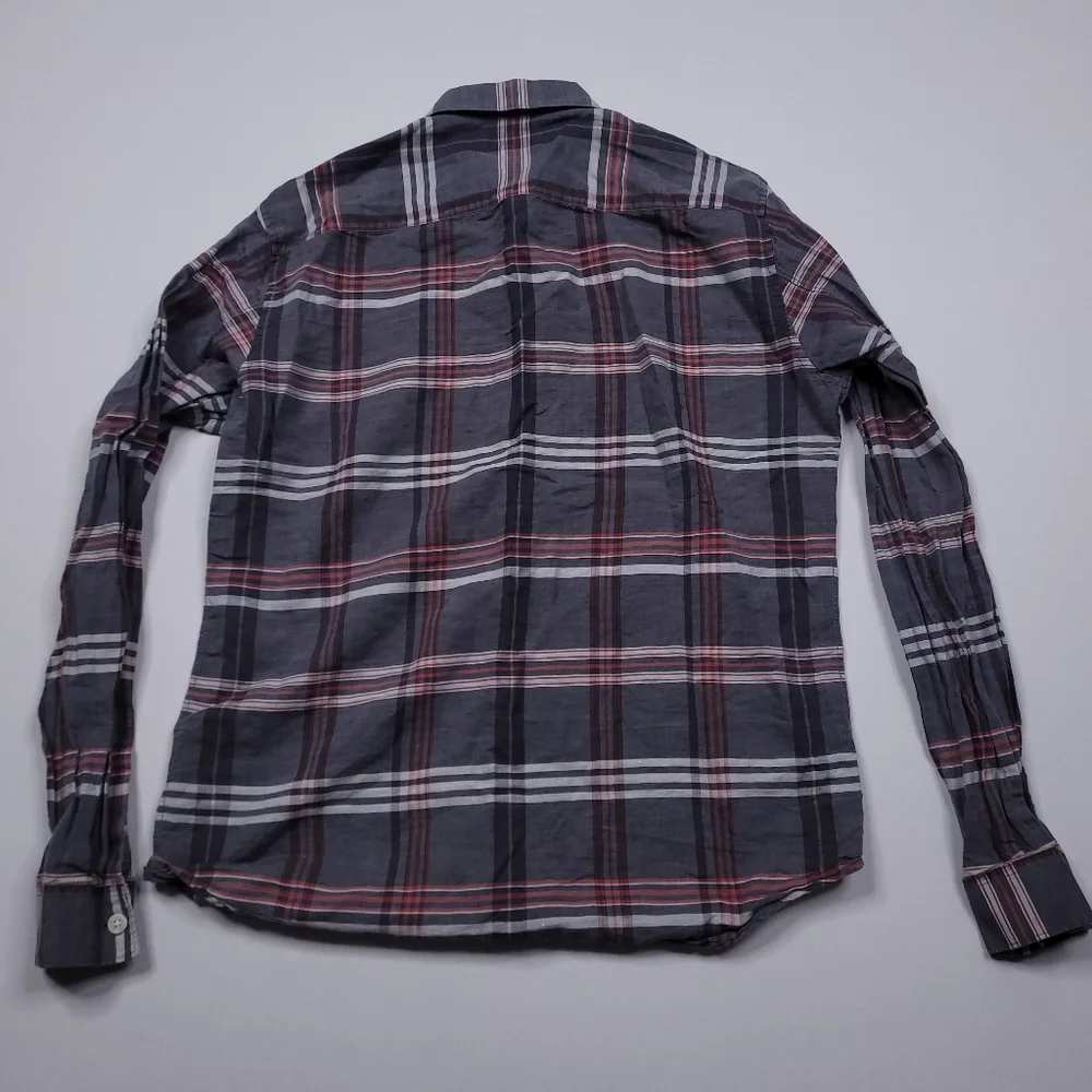 Theory Rammy Mantra Linen-Cotton Shirt Button Up Preppy Designer Plaid Small - Picture 4 of 9